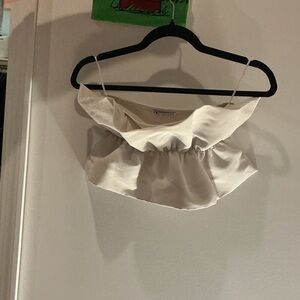 Zara Cream Ruffled Crop Top